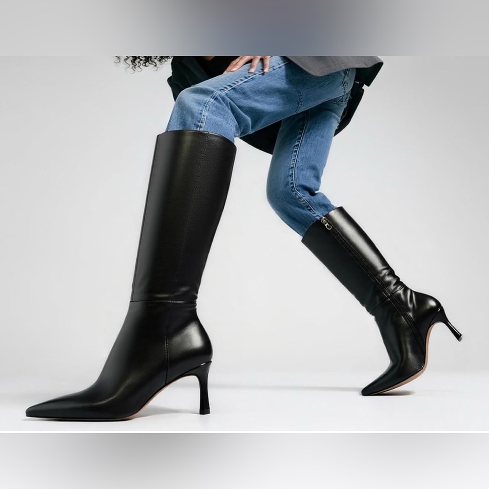 Sleek Black Heeled Boots for Women